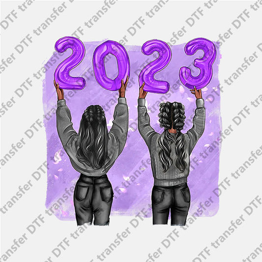 2023 Purple Balloon Two Girls DTF transfers 2023NY.010