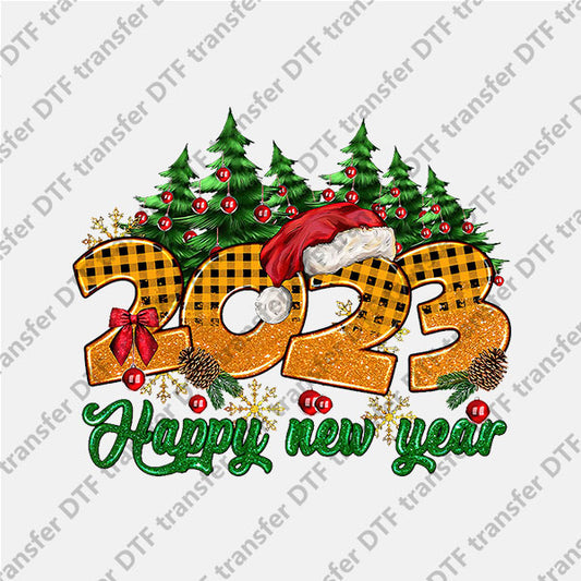 2023 Happy New Year Christmas Woods DTF transfers 2023NY.014