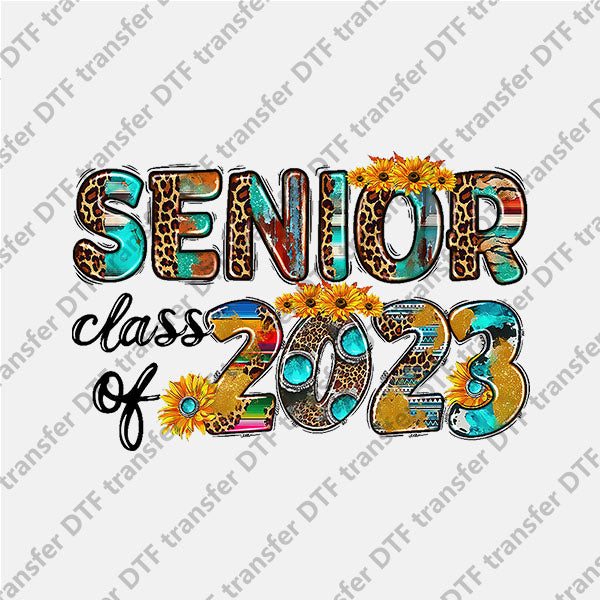 2023 Senior Leopard Sunflower Letter DTF transfers 2023NY.025