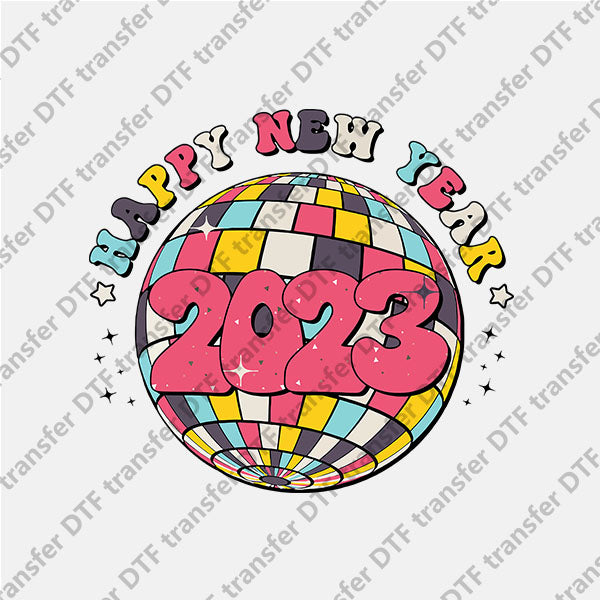 2023 Happy New Year Big Colored Ball DTF transfers 2023NY.032