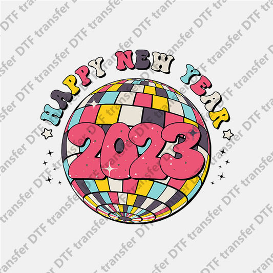 2023 Happy New Year Big Colored Ball DTF transfers 2023NY.032