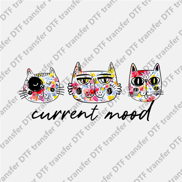 Current mood 3 color Cat Kitty DTF transfers NO. 321