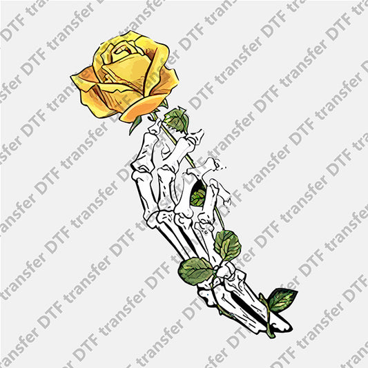 Skull Hand Hold a Rose DTF transfers NO.327