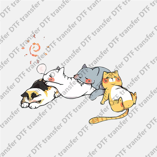 4 Nap Color Cats Kitty  DTF transfers NO.474