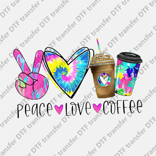 Peace Love and Coffee DTF transfers NO.633