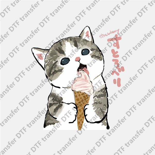 Cat with Ice cream Kitty Animal DTF transfers NO. 692