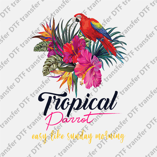 Colored Parrot Floral DTF transfers NO.693