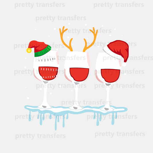 Christmas Three Wine Glasses DTF transfers NO.719