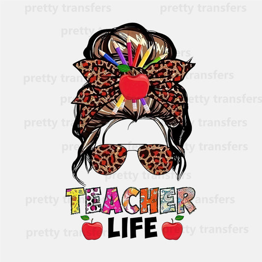 Teacher Life Leopard Sunglasses Girl DTF transfers NO.745