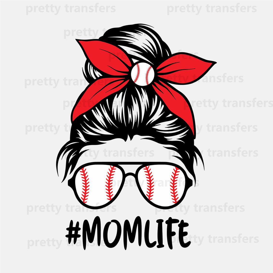 Baseball Mom life Glasses Girl DTF transfers NO.746