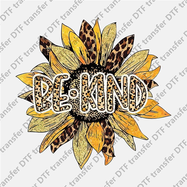 Be Kind Leopard Sunflower DTF transfers NO.772