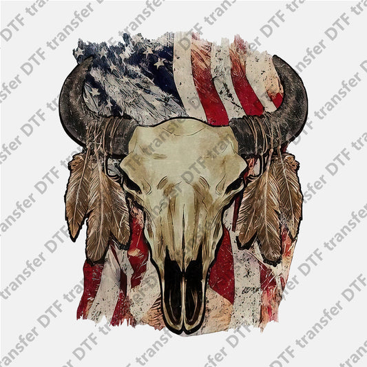 Bull Skull National Flag Animal DTF transfers NO.773