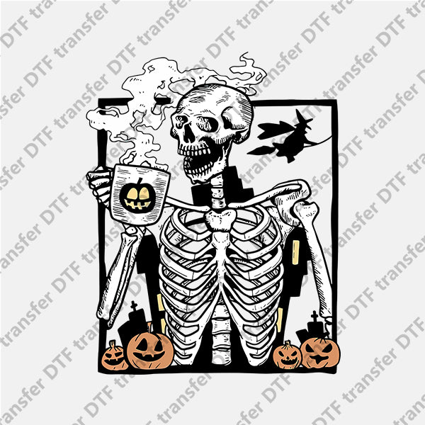 Halloween Skull Drink Tea DTF transfers NO.799