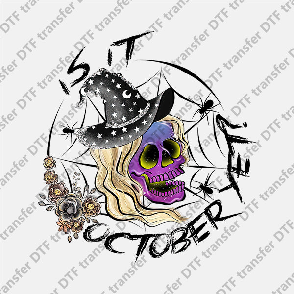 Halloween Purple Skull Witch DTF transfers NO.831