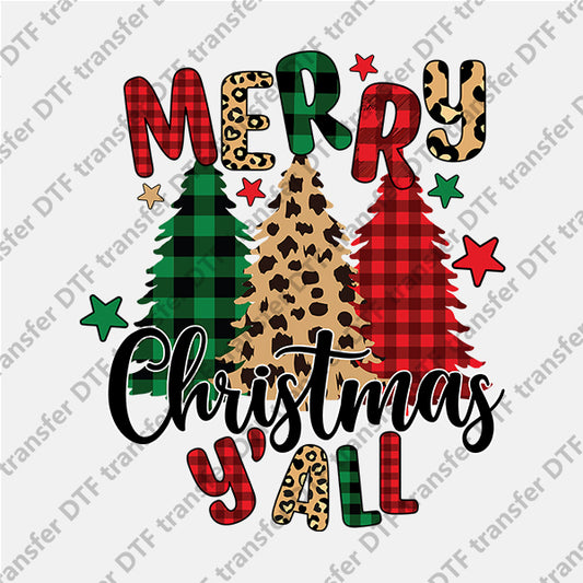 Christmas Leopard Tree Letter DTF transfers NO.839