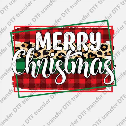 Christmas Leopard Color Squares Letters DTF transfers NO.844