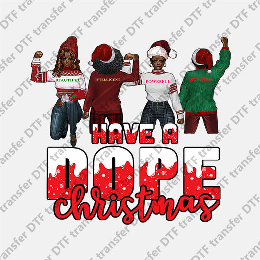 Christmas Four Black Girls Letter DTF transfers NO.857