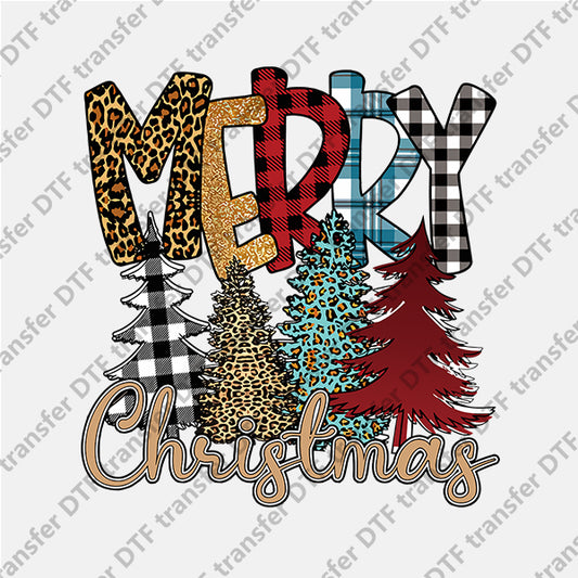 Christmas Leopard Plaid Trees DTF transfers NO.861