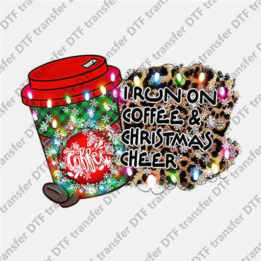 Christmas Colored Lights Coffee Letter DTF transfers NO.864