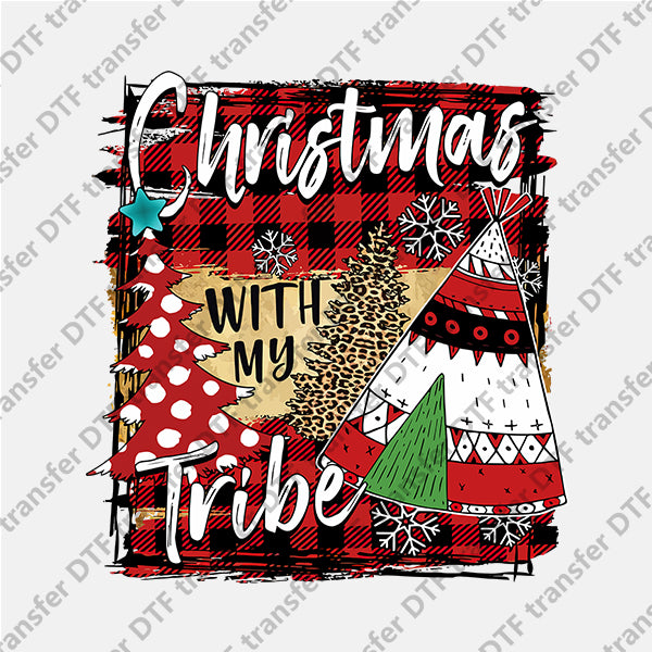 Christmas Plaid Letter Tribe DTF transfers NO.865