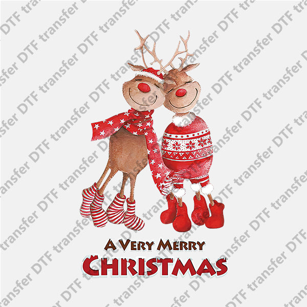 Christmas Two Cartoon Cute Elks Animal DTF transfers NO.872