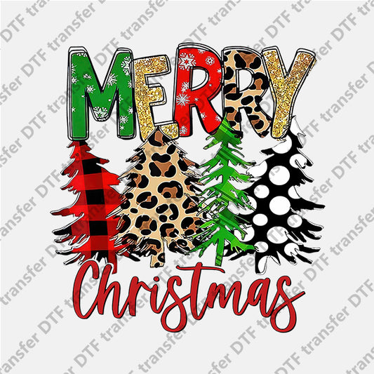 Christmas Colorful Trees Letters DTF transfers NO.879