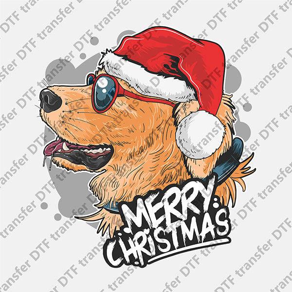 Christmas Big Yellow Dog Animal DTF transfers NO.884