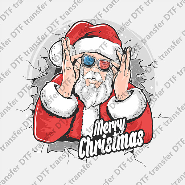 Christmas 3D Glasses Santa Claus DTF transfers NO.890