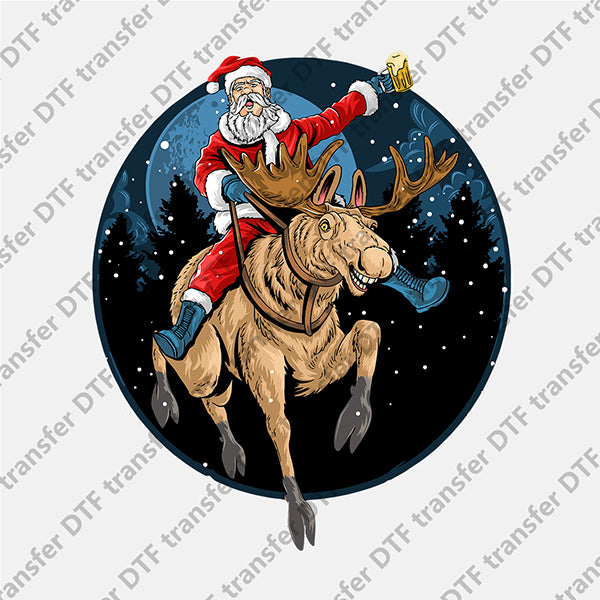 Christmas Santa Ride Elk DTF transfers NO.893