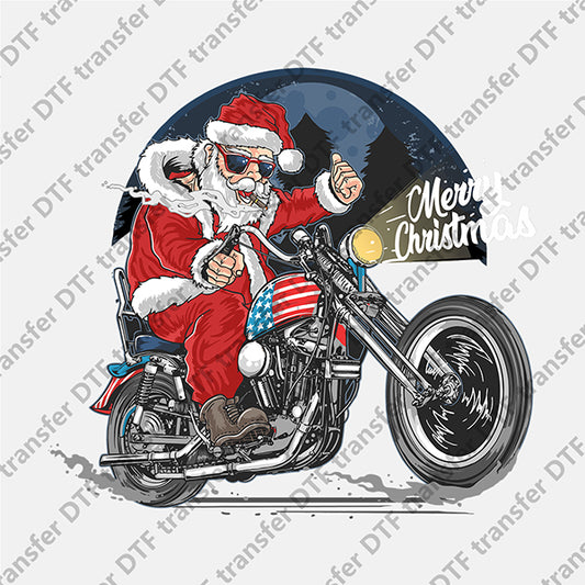 Christmas Santa Riding Motorcycle DTF transfers NO.894