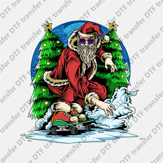 Christmas Skateboarding Santa Claus DTF transfers NO.924