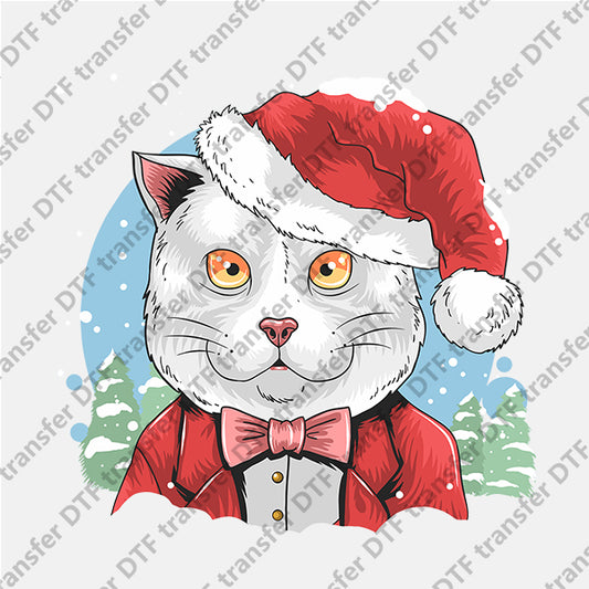 Christmas Big Head Cat Animal DTF transfers NO.932