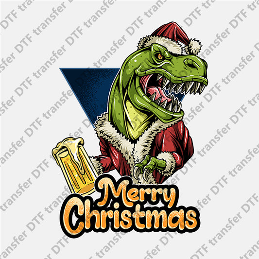 Christmas Green Dinosaur DTF transfers NO.933