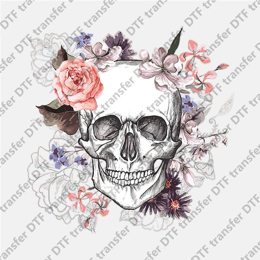 Halloween Floral and Skull DTF transfers NO.956