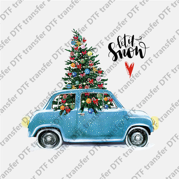 Christmas Tree Blue Car DTF transfers NO.985