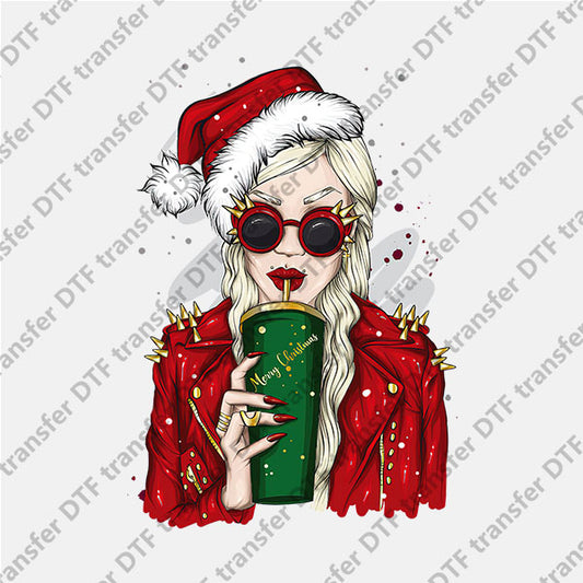 Christmas Cool Lady DTF transfers NO.988