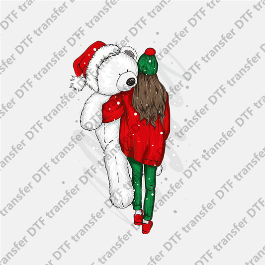 Christmas Girl and a Bear DTF transfers NO.995