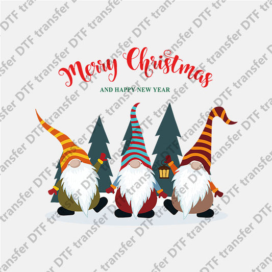 Christmas and Happy New Year Three Gnomes DTF transfers NO.996