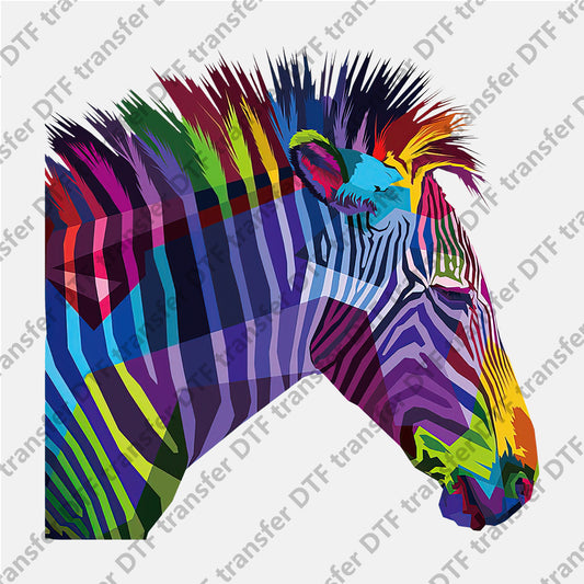 Rainbow Color Zebra Animal DTF transfers RBA.001