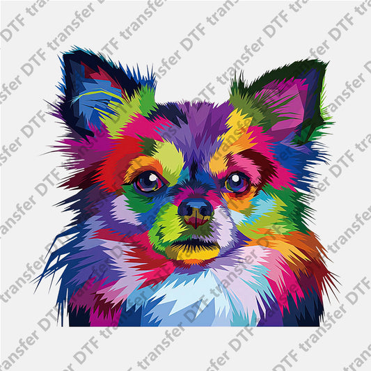 Rainbow Color Big Ear Dog Animal DTF transfers RBA.002