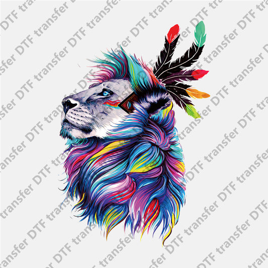 Rainbow Color Leather Lion Animal DTF transfers RBA.006