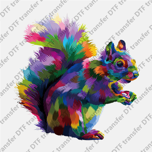 Rainbow Color Squirrel Animal DTF transfers RBA.007