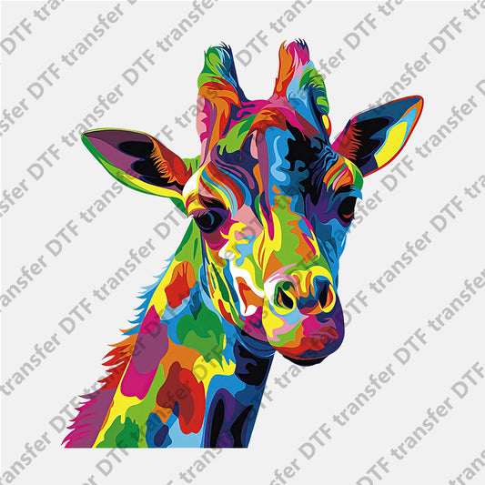 Rainbow Color Giraffe Animal DTF transfers RBA.009