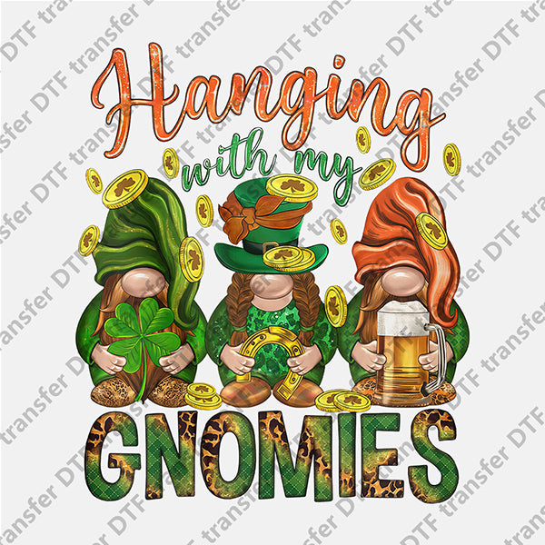 St.Patrick's Day Hanging Three Gnomes DTF transfers STP.002