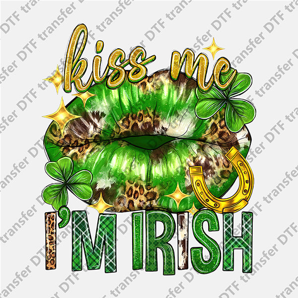 St.Patrick's Day Kiss Me Green Lips DTF transfers STP.007