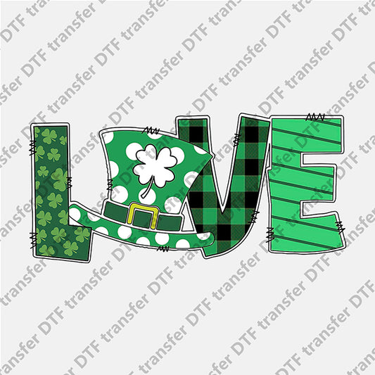 St.Patrick's Day Love Green Hat Letter DTF transfers STP.008