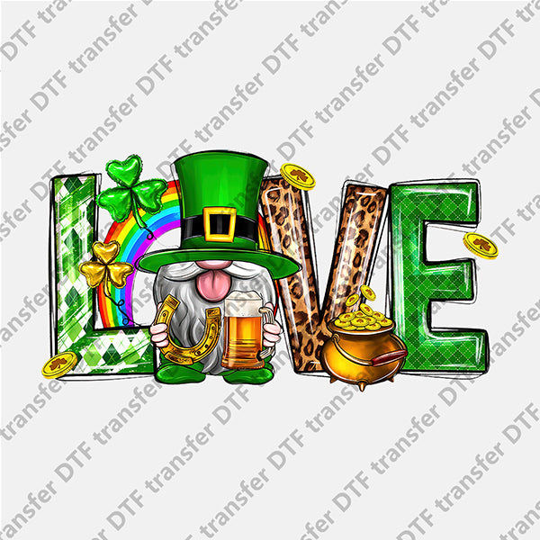 St.Patrick's Day LOVE Green Hat Gnome DTF transfers STP.009