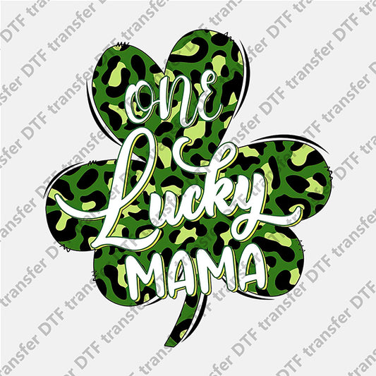 St.Patrick's Day One Lucky Mama Leopard Clover DTF transfers STP.016