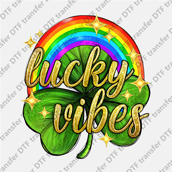 St.Patrick's Day Lucky Vibes Clover Rainbow DTF transfers STP.017