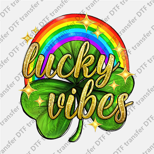 St.Patrick's Day Lucky Vibes Clover Rainbow DTF transfers STP.017